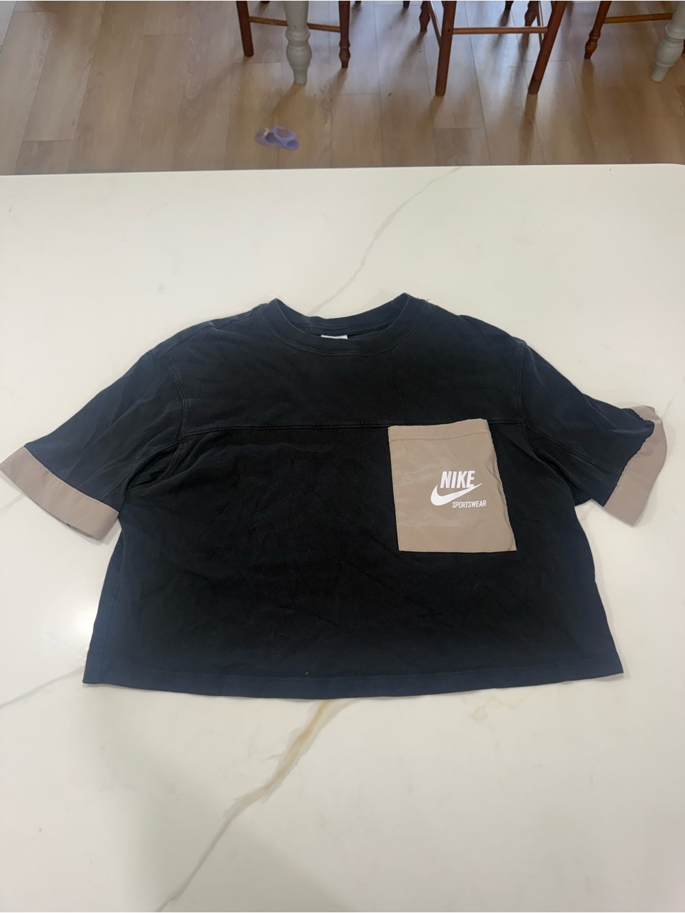 Nike Black Short-Sleeve Tee with Tan Pocket